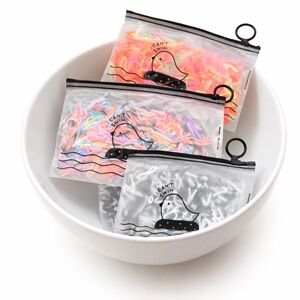 Colorful Hair Ties in Clear Pouches